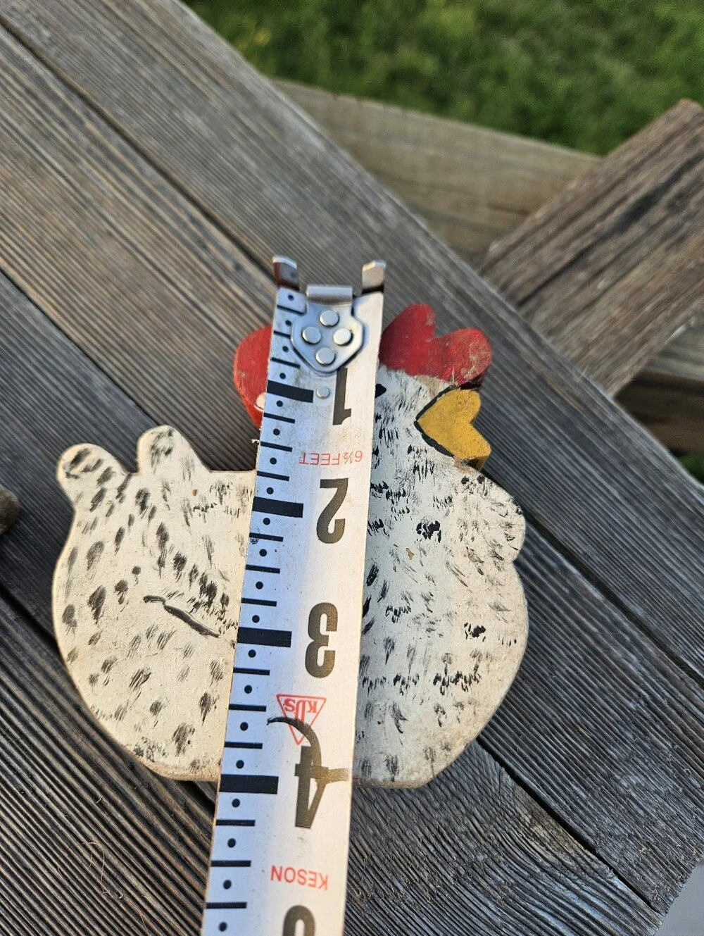 VTG Primitive Folk Art Wood Chicken Rooster Figurine Lot 3 Farmhouse Country Dec
